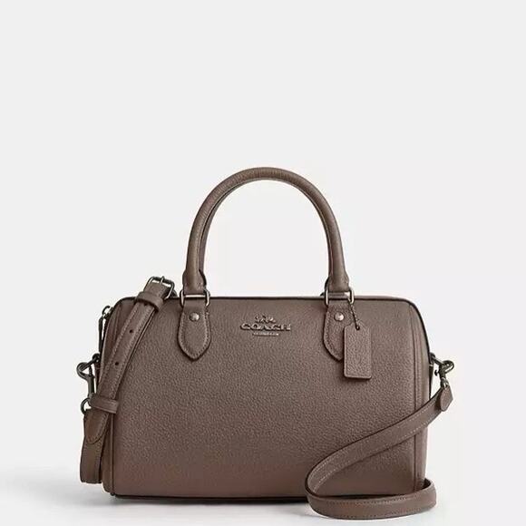 Coach Rowan Satchel Bag | Brixton Baker NWT Coach Rowan Satchel CV962 Pebbled Leather Qb/Dark Stone